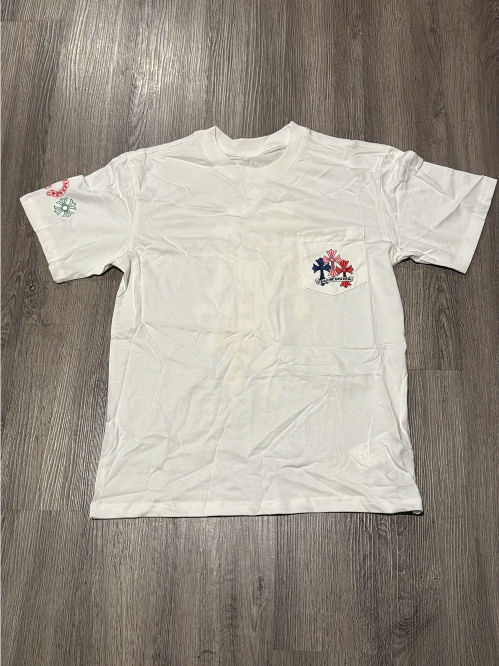 White Multicolor Chrome Heart Shirt